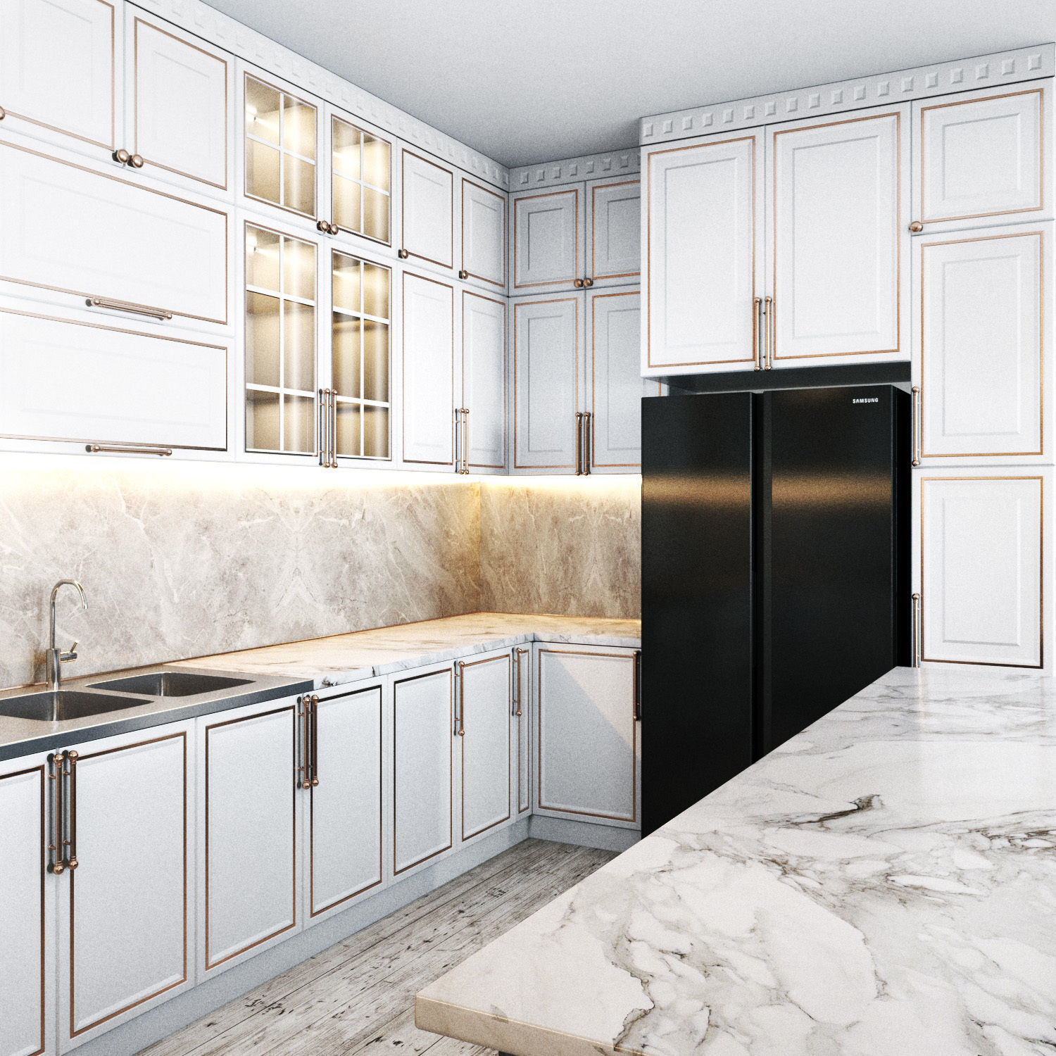 Neoclassical kitchen 3D model_2