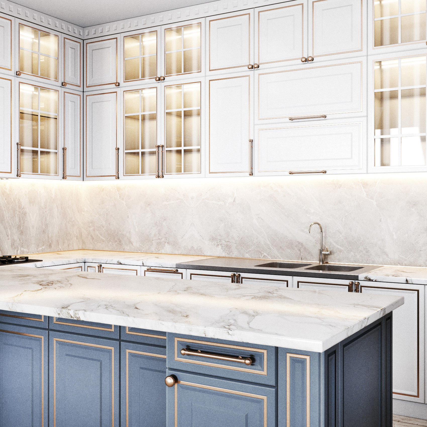 Neoclassical kitchen 3D model_3