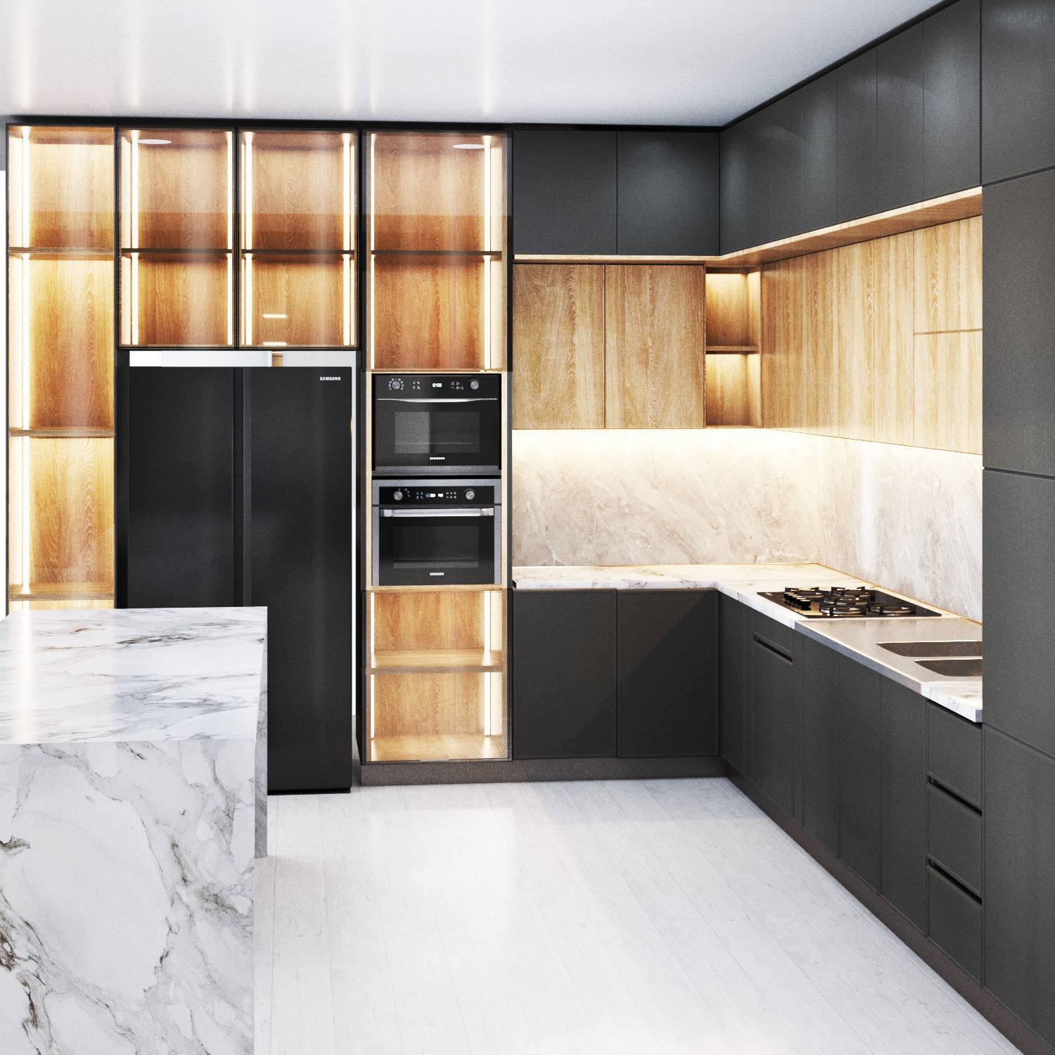 Kitchen modern Dark theme 3D model_2