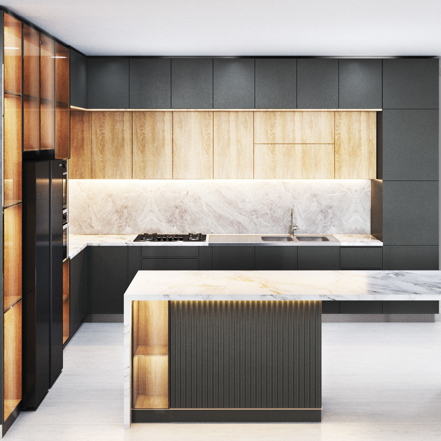 Kitchen modern Dark theme 3D model_4