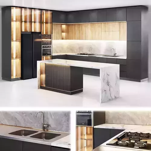 Kitchen modern Dark theme  3D model