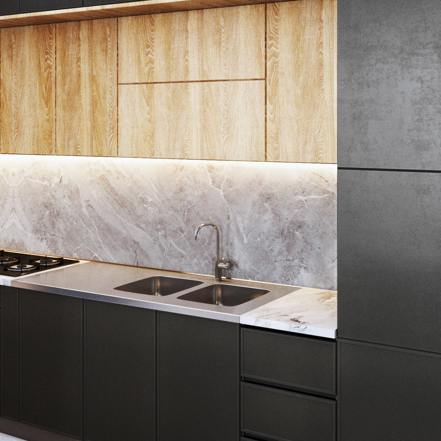 Kitchen modern Dark theme 3D model_5