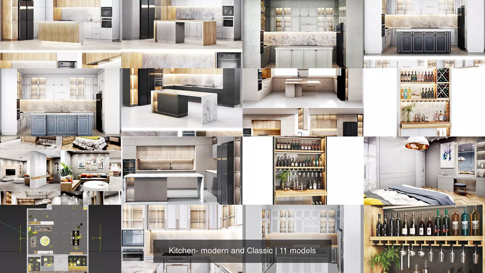 Kitchen- modern and Classic 3D Model Collection_0