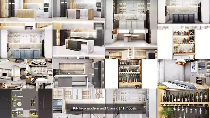 Kitchen- modern and Classic 3D Model Collection