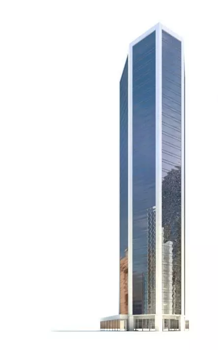 Mirror Glass Skyscraper With Grey Corners 3D model_0
