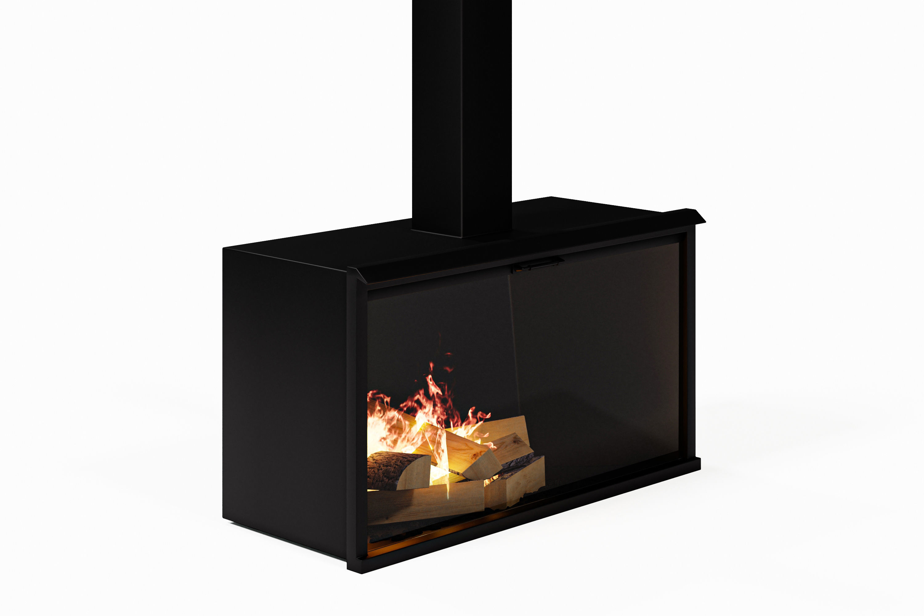 Fireplace with logs in middle of it Low-poly 3D model_3