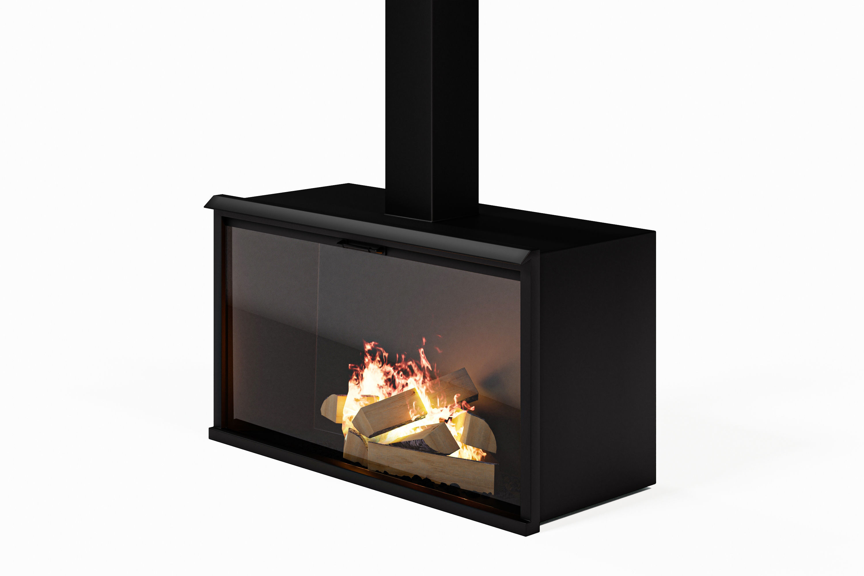 Fireplace with logs in middle of it Low-poly 3D model_15