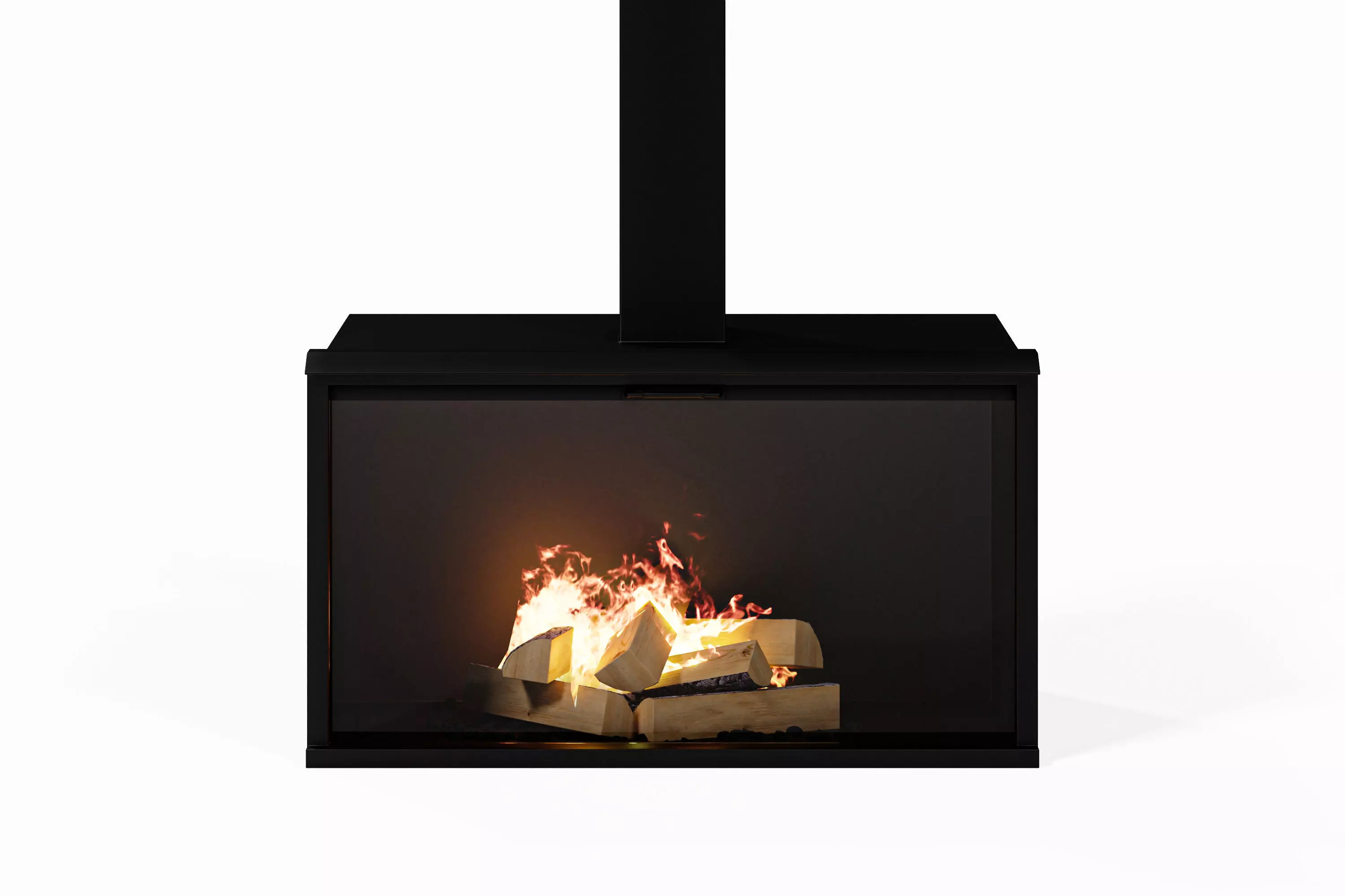 Fireplace with logs in middle of it Low-poly 3D model_0
