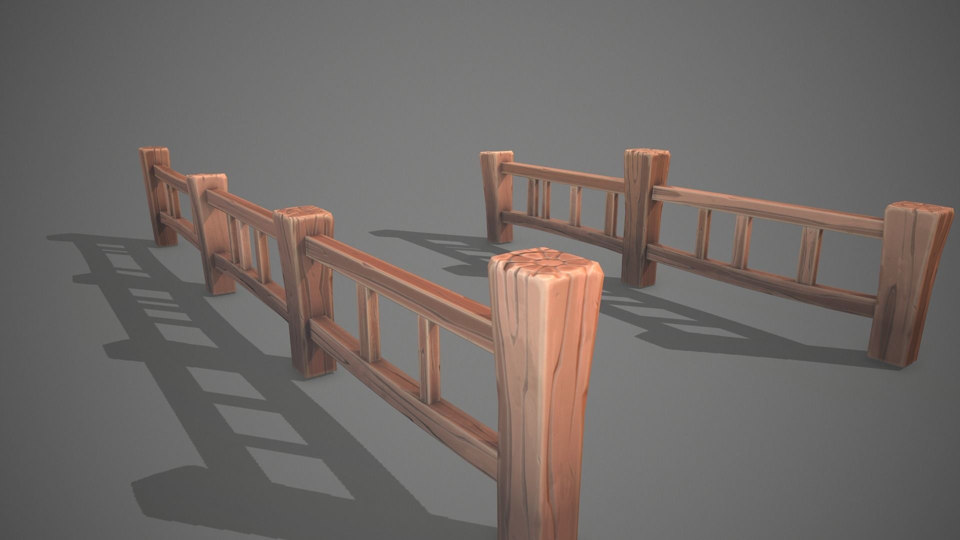 Stylized fence Low-poly 3D model_4