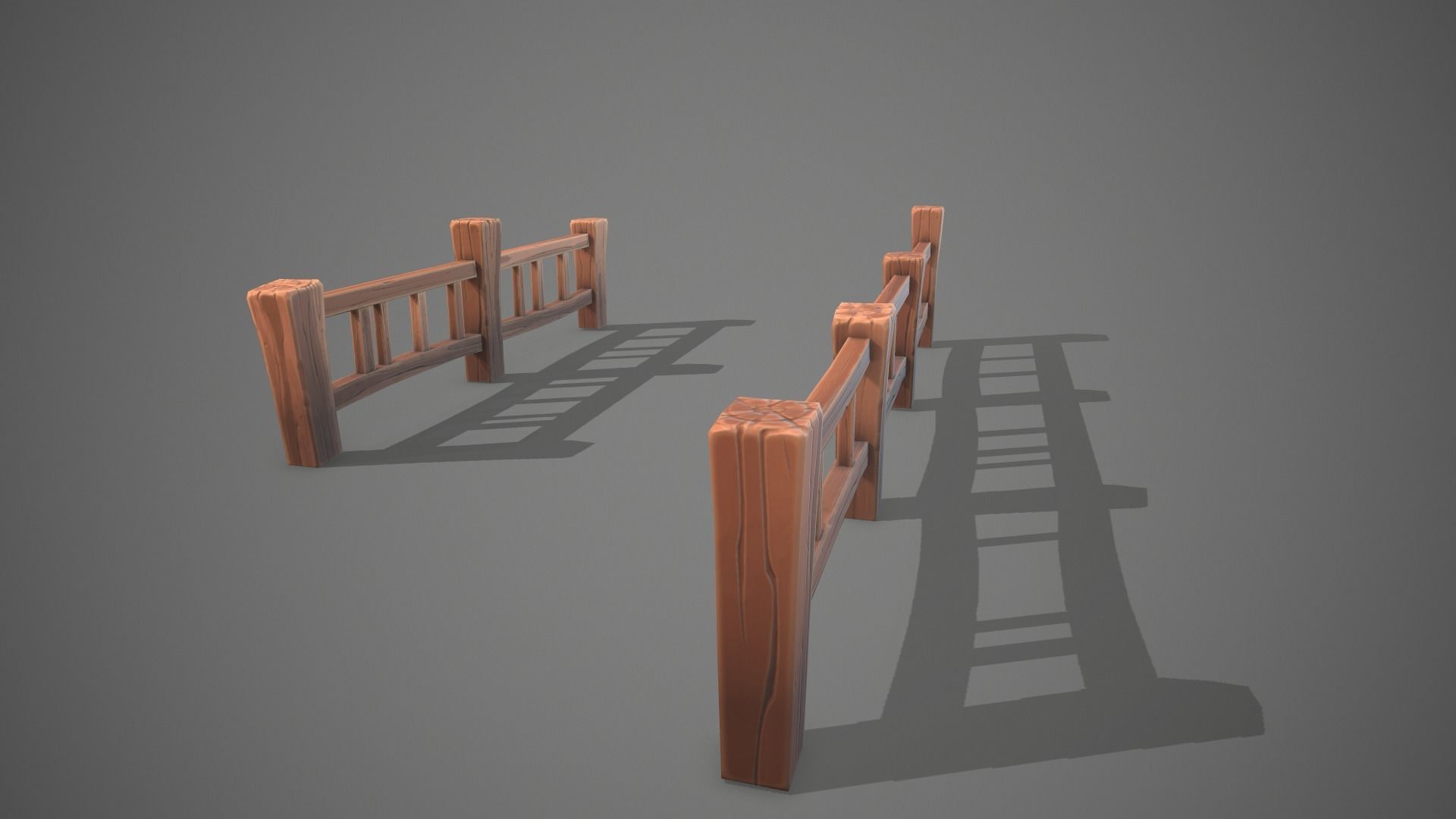 Stylized fence Low-poly 3D model_2