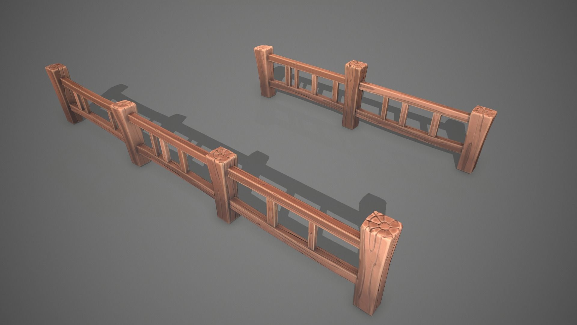 Stylized fence Low-poly 3D model_8
