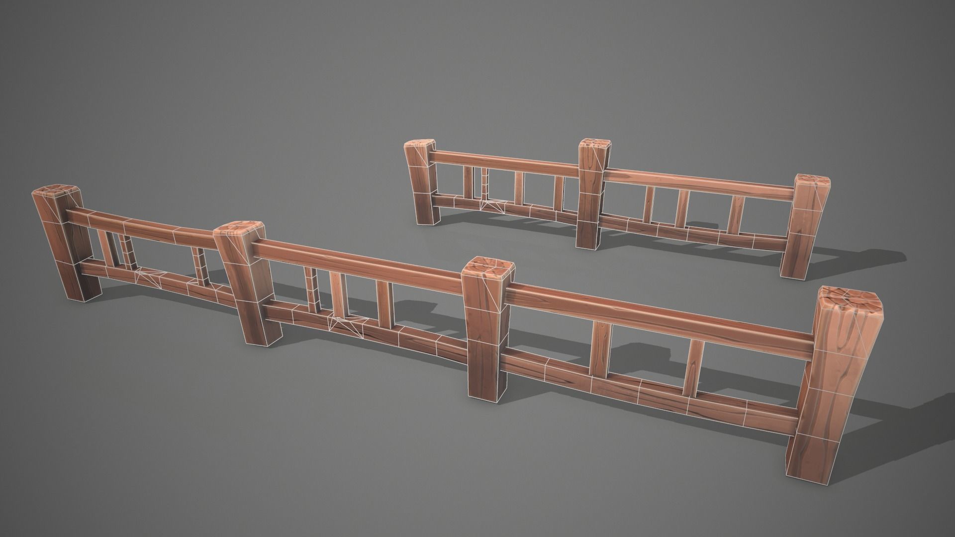 Stylized fence Low-poly 3D model_10