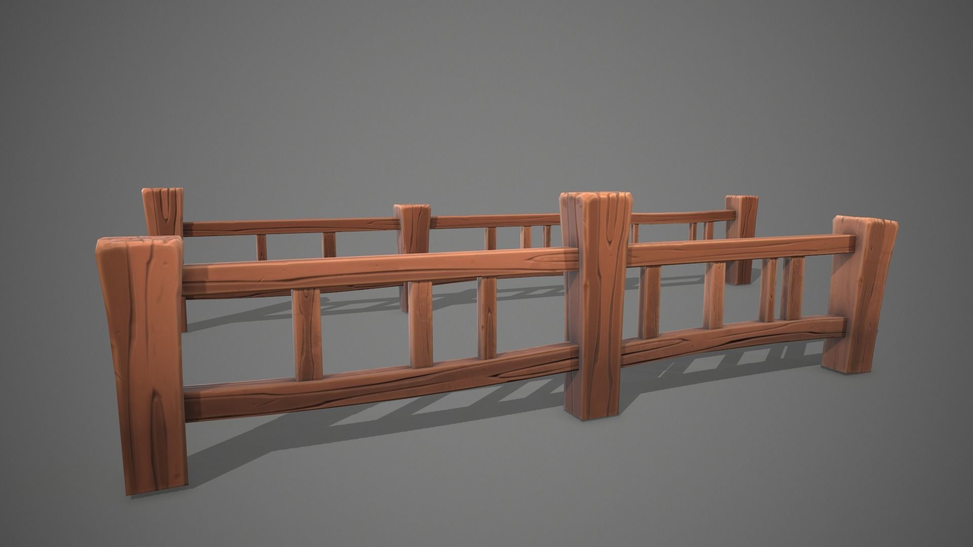 Stylized fence Low-poly 3D model_7