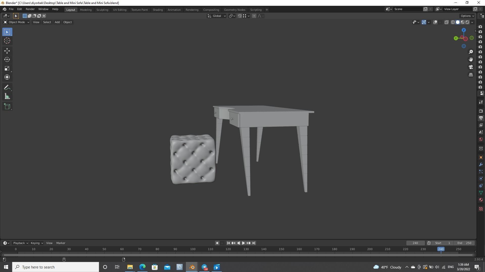 Table and Mini Sofa 3D model_9