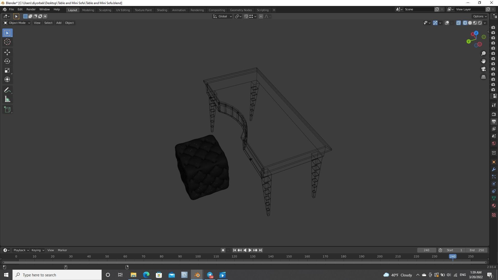 Table and Mini Sofa 3D model_11