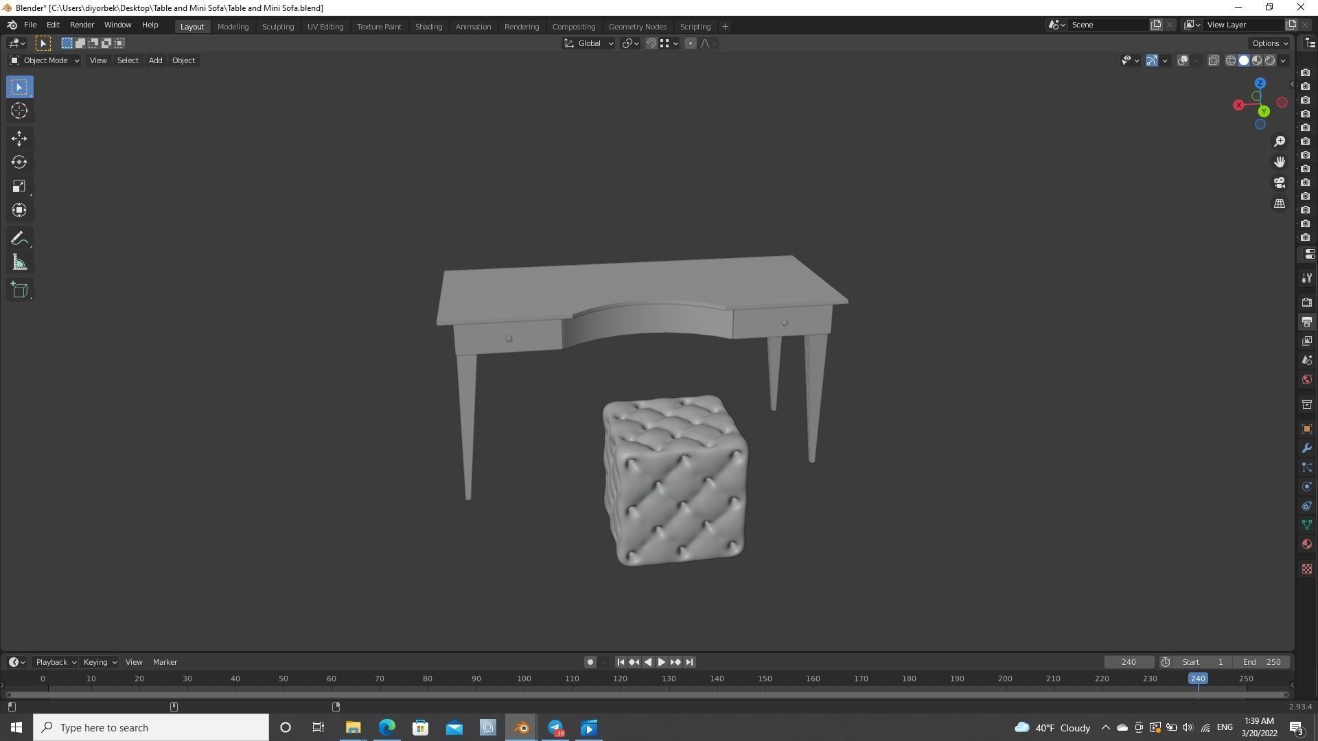 Table and Mini Sofa 3D model_8
