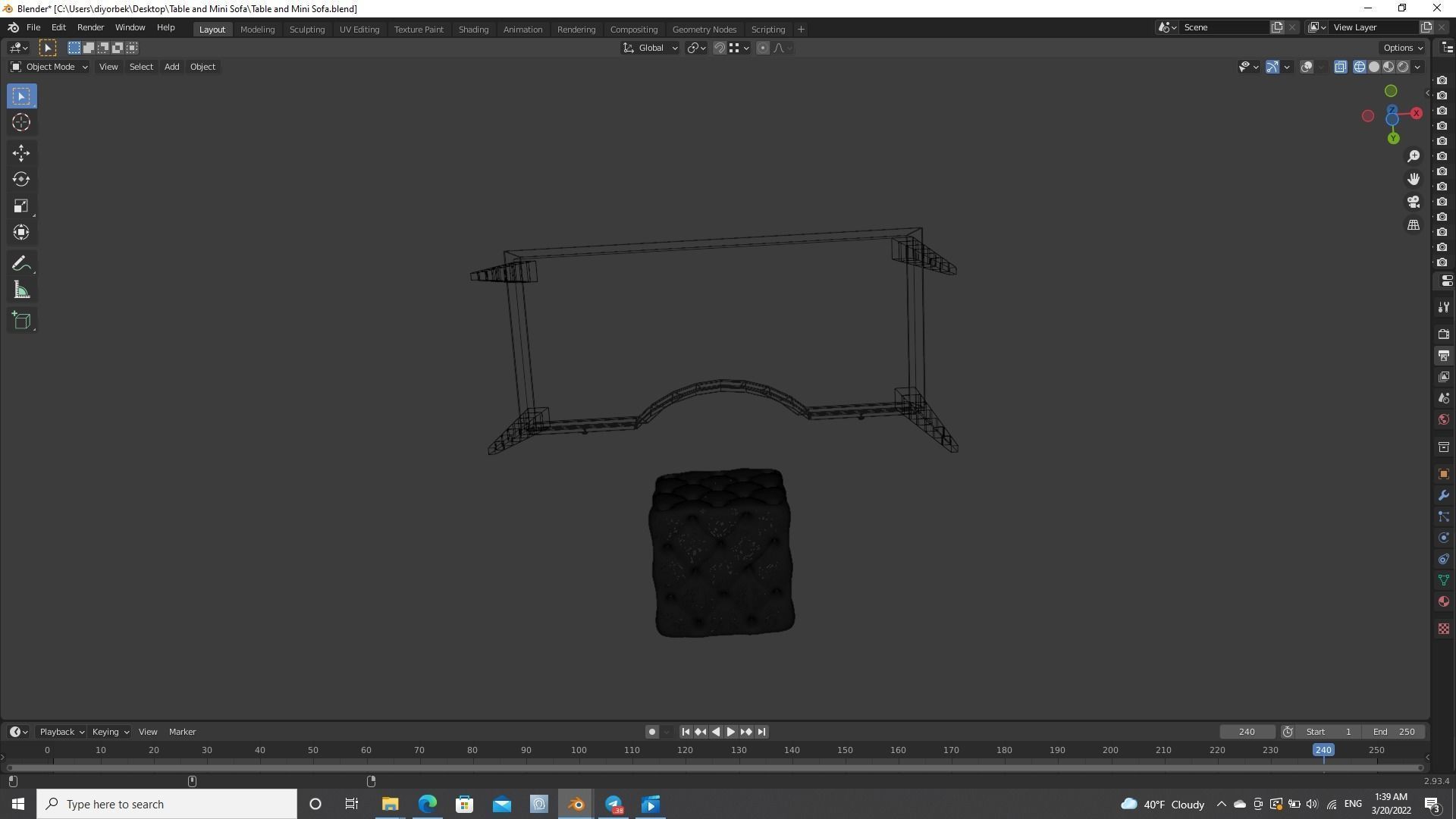 Table and Mini Sofa 3D model_12