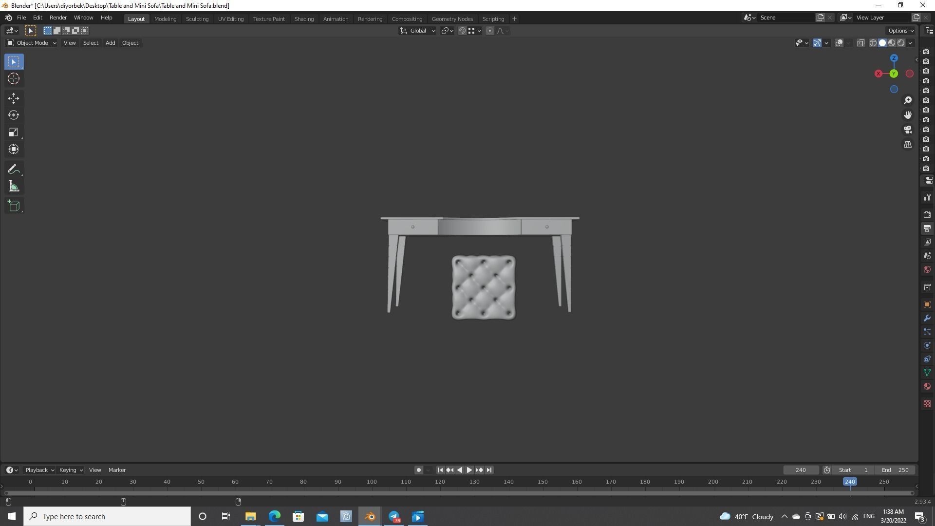 Table and Mini Sofa 3D model_7