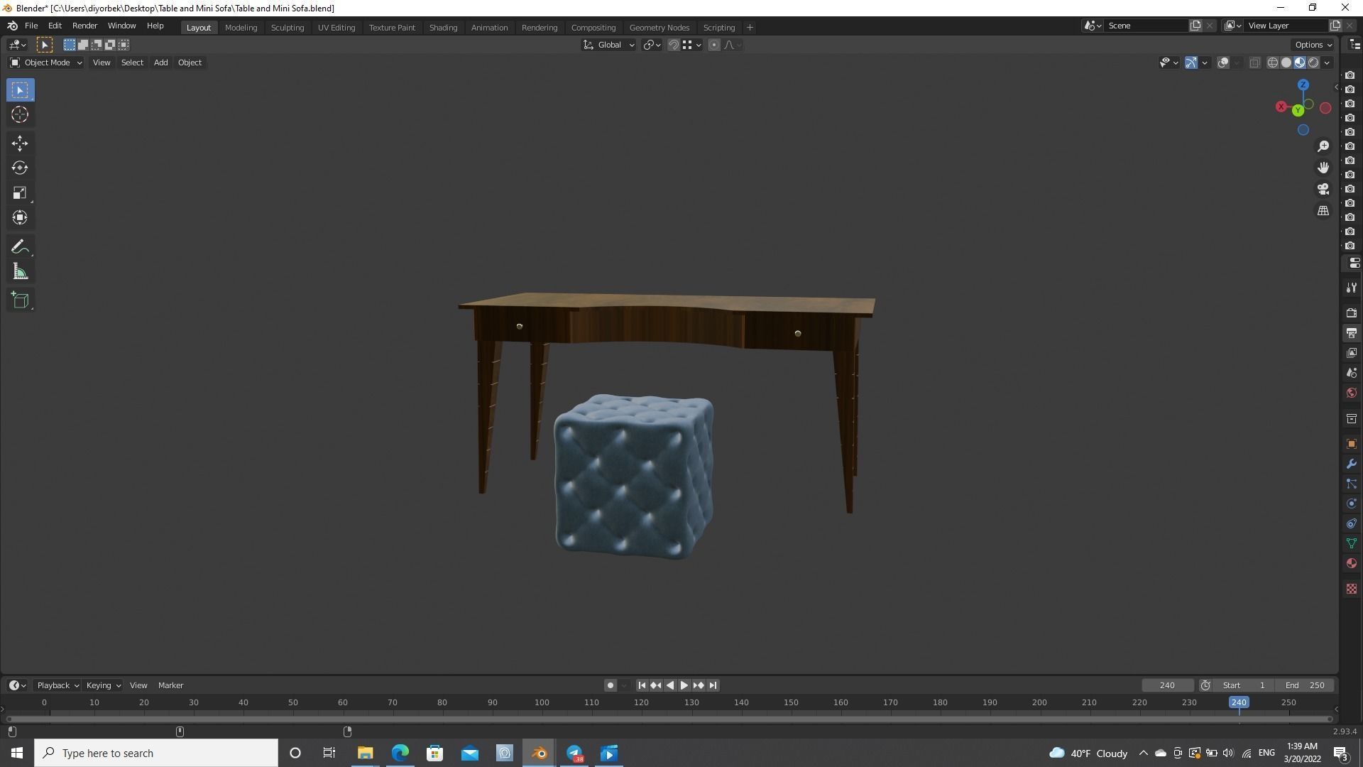 Table and Mini Sofa 3D model_13