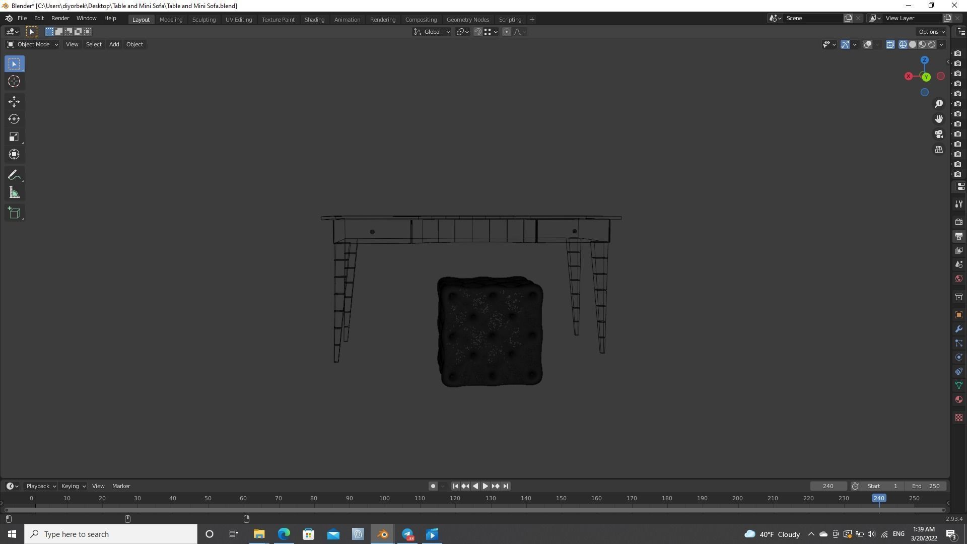 Table and Mini Sofa 3D model_10