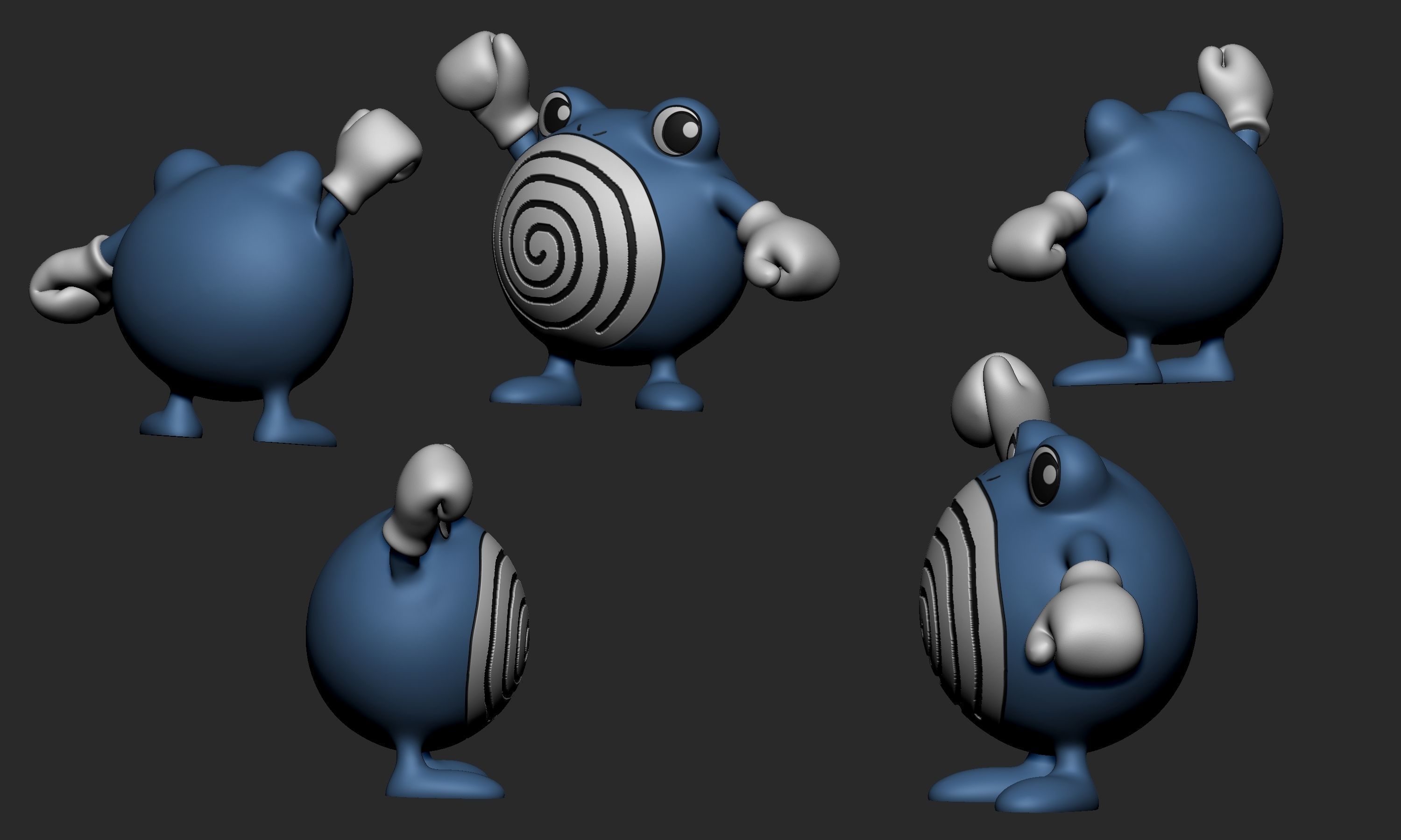 Pokemon - Poliwhirl with 2 poses 3D print model_4