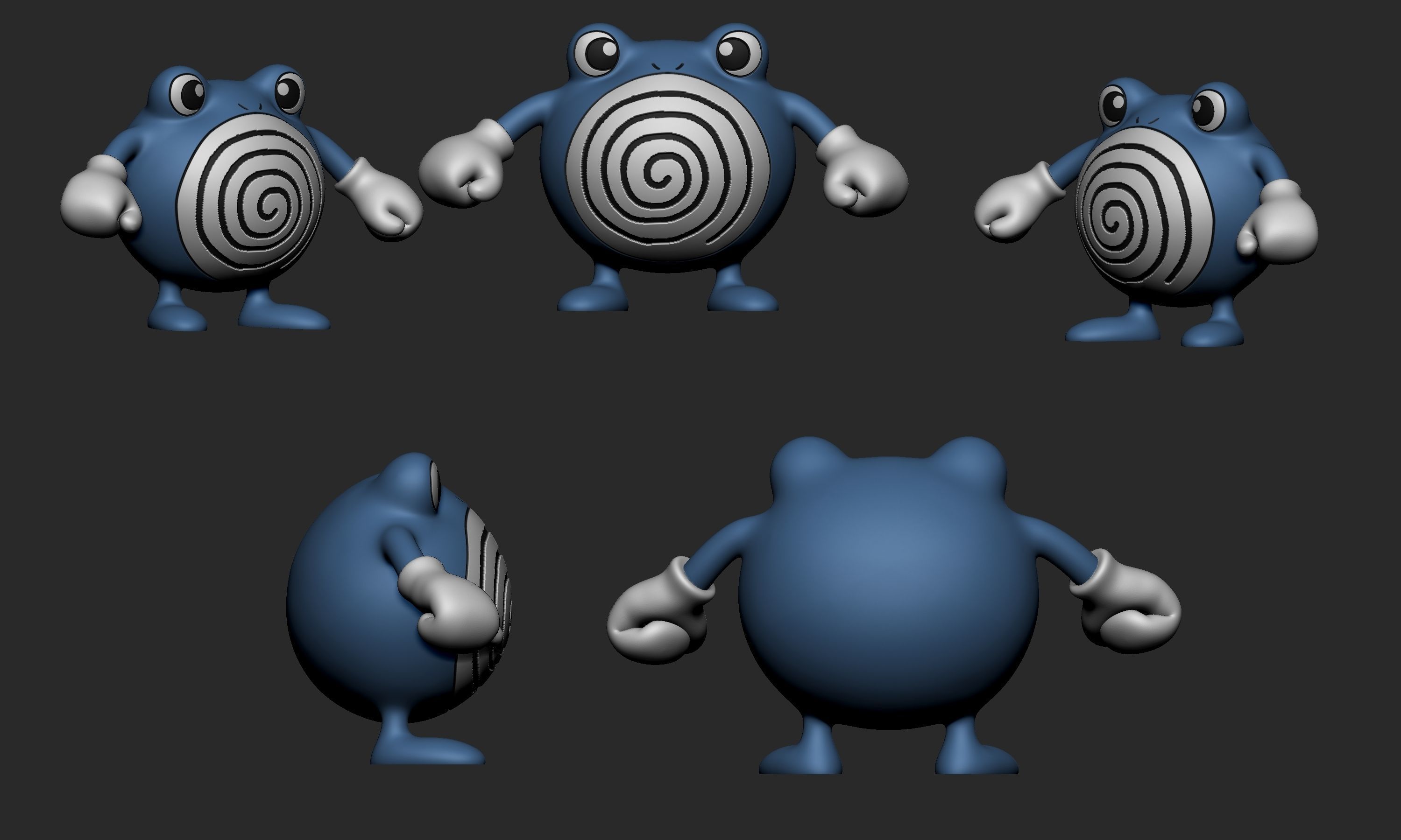 Pokemon - Poliwhirl with 2 poses 3D print model_7