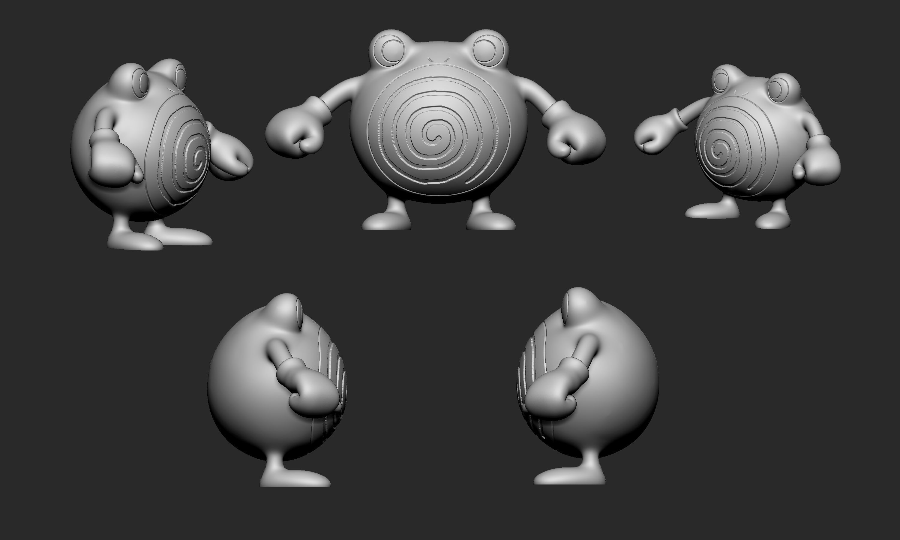 Pokemon - Poliwhirl with 2 poses 3D print model_8