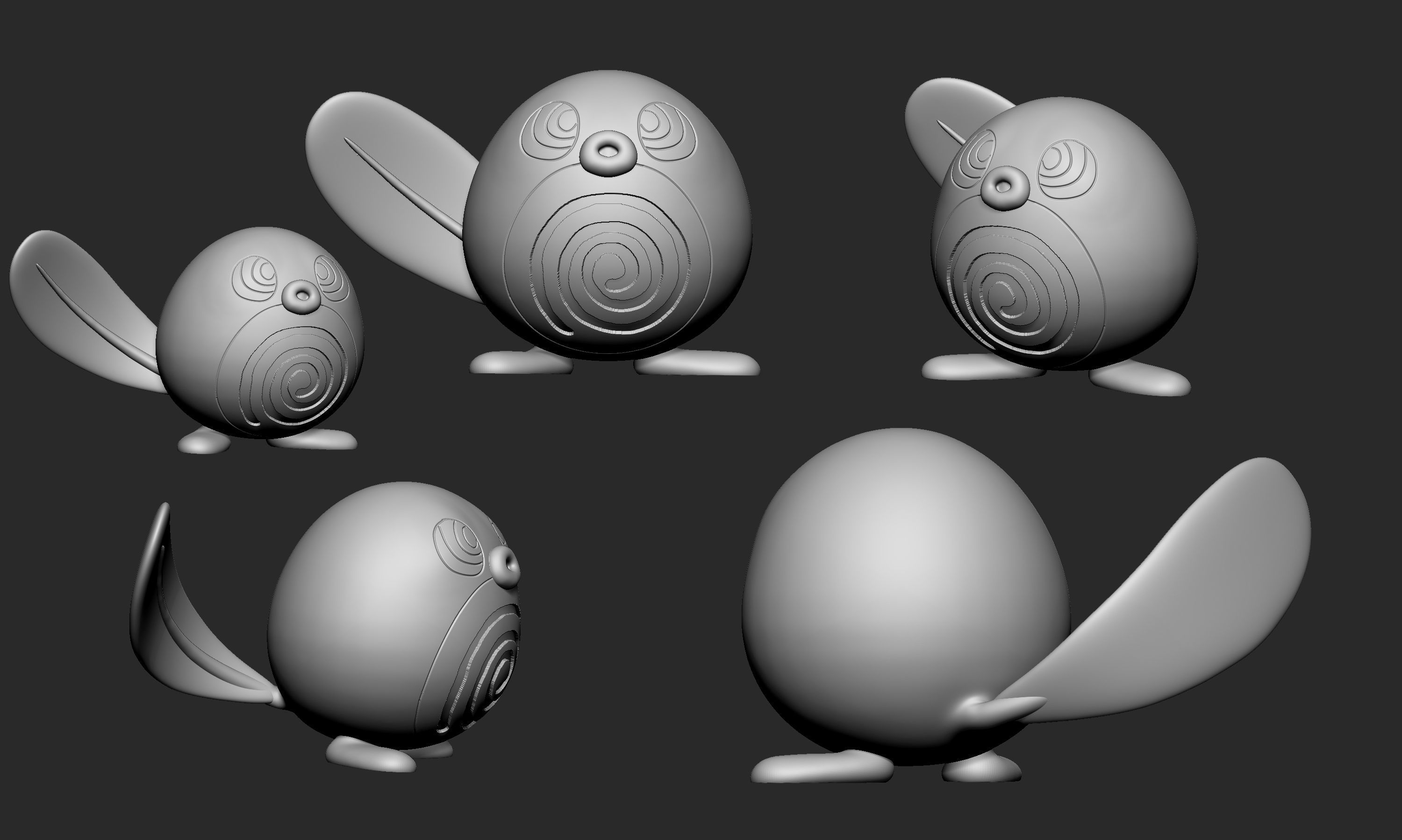 Pokemon - Poliwag Poliwrirl and Poliwrath with 2 poses each 3D print model_5