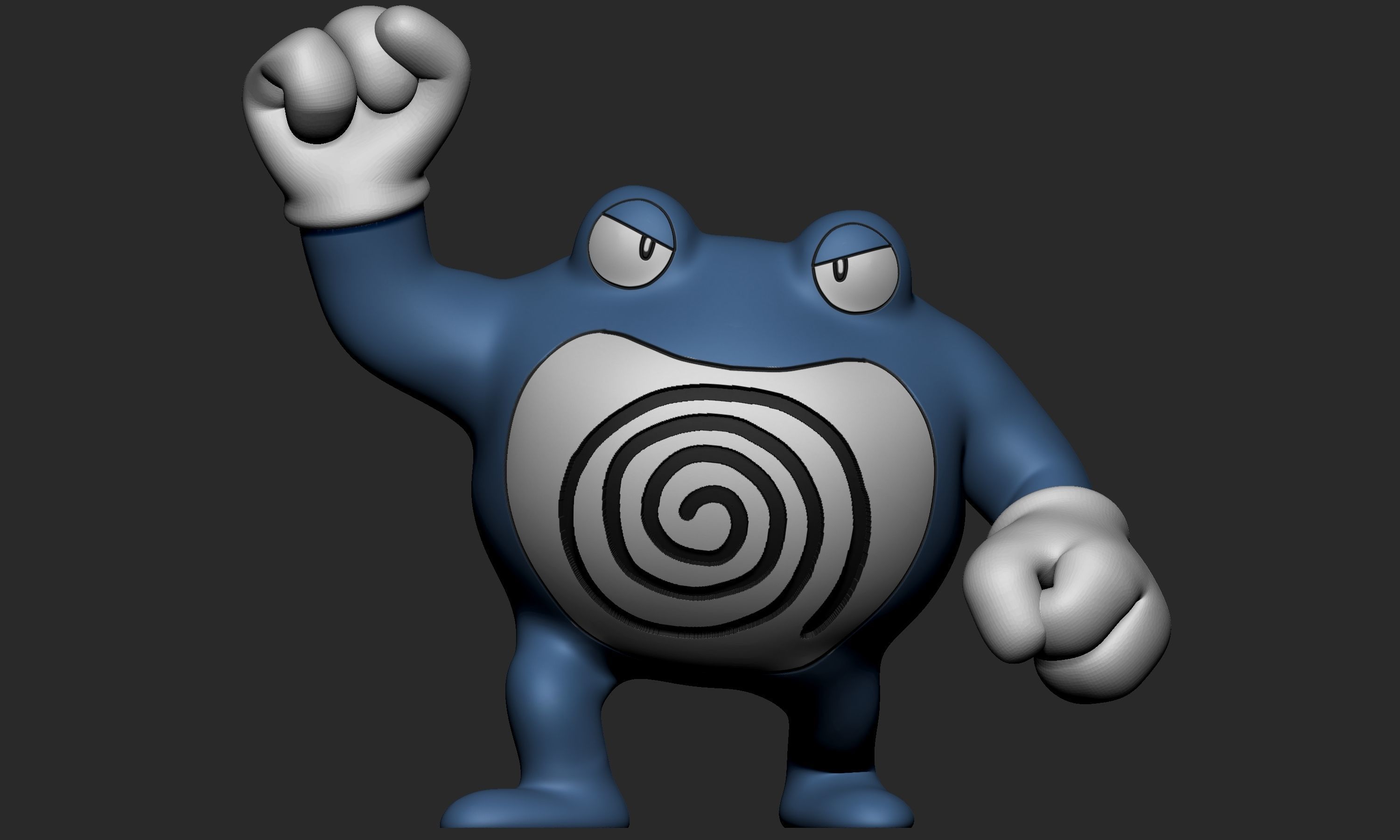 Pokemon - Poliwag Poliwrirl and Poliwrath with 2 poses each 3D print model_13
