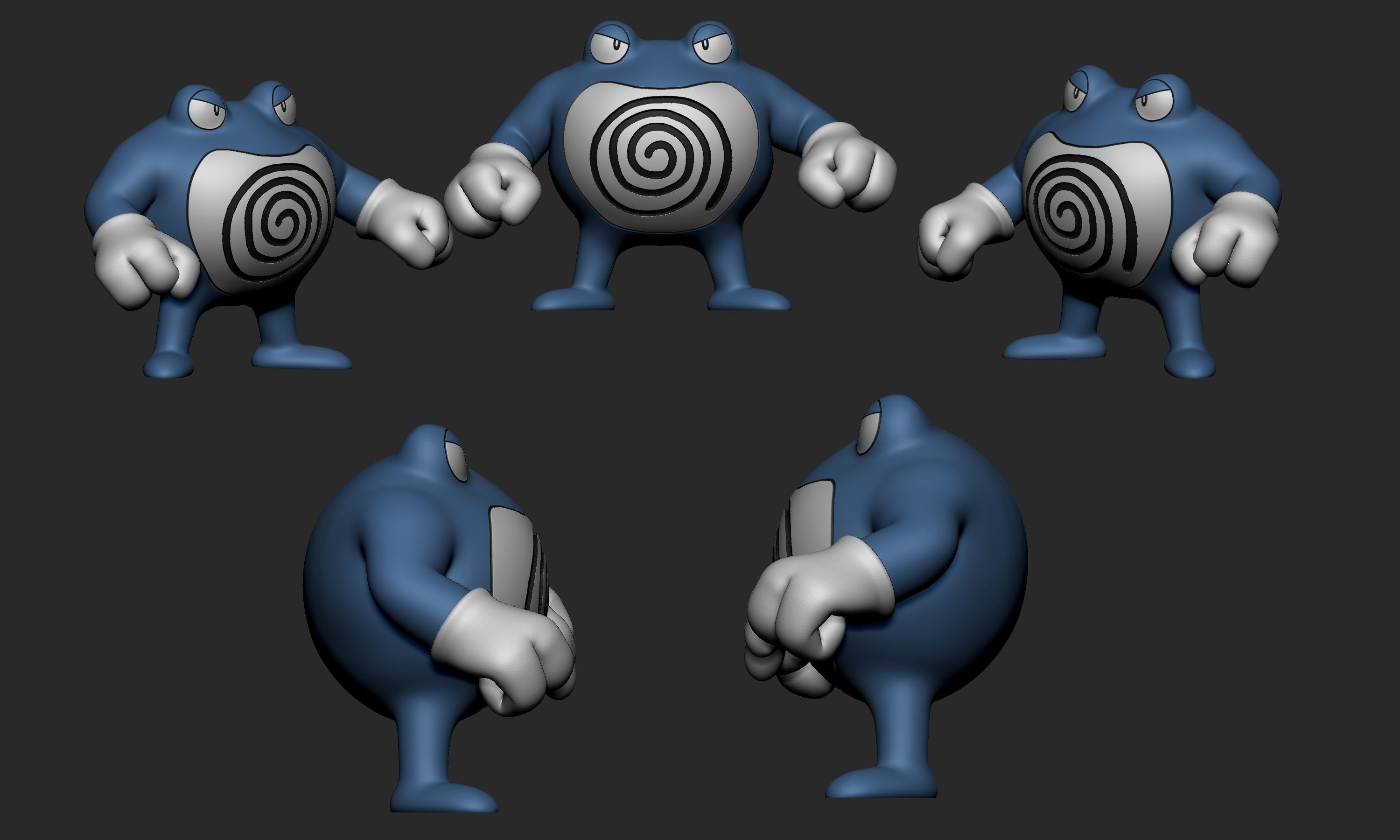 Pokemon - Poliwag Poliwrirl and Poliwrath with 2 poses each 3D print model_17