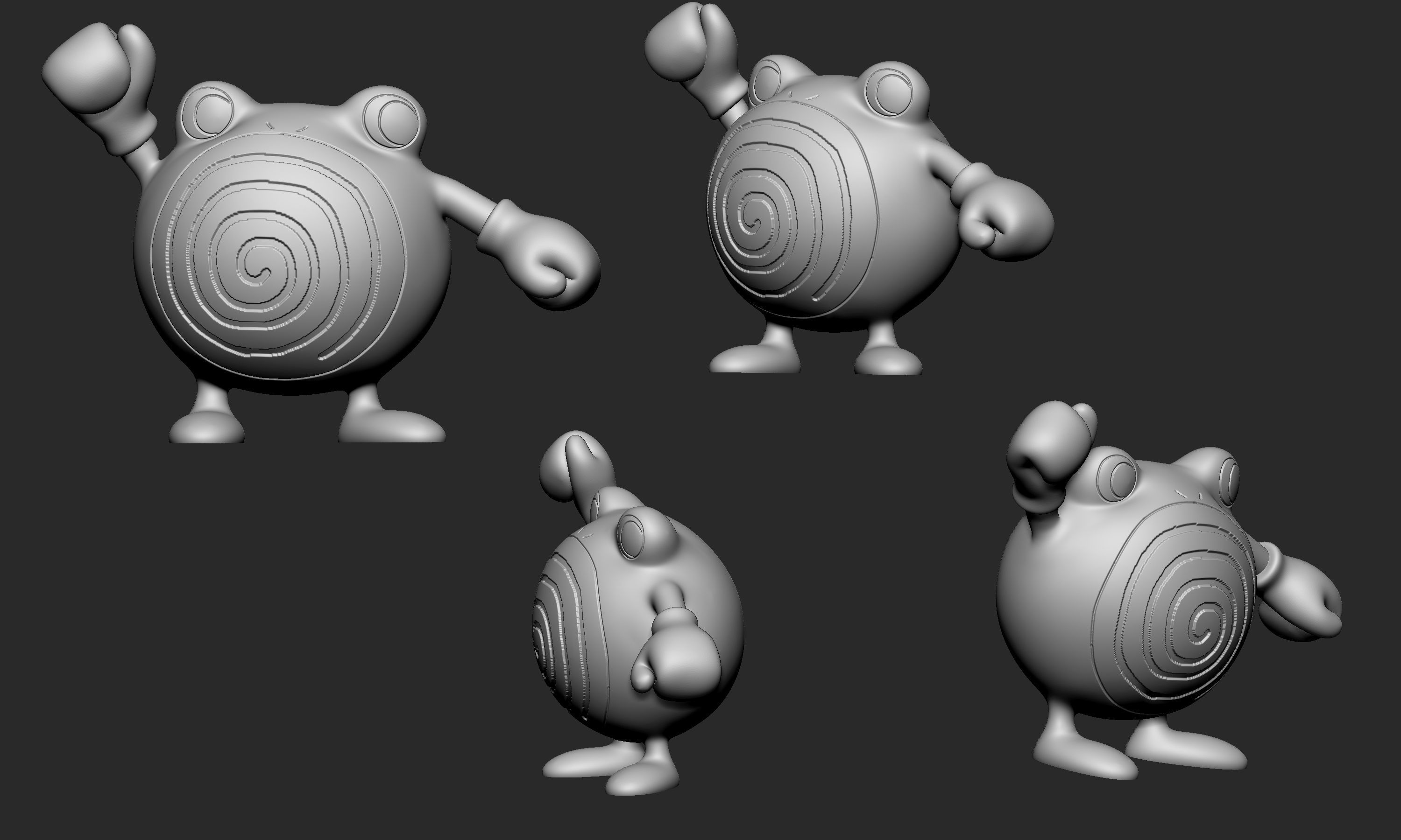 Pokemon - Poliwag Poliwrirl and Poliwrath with 2 poses each 3D print model_10