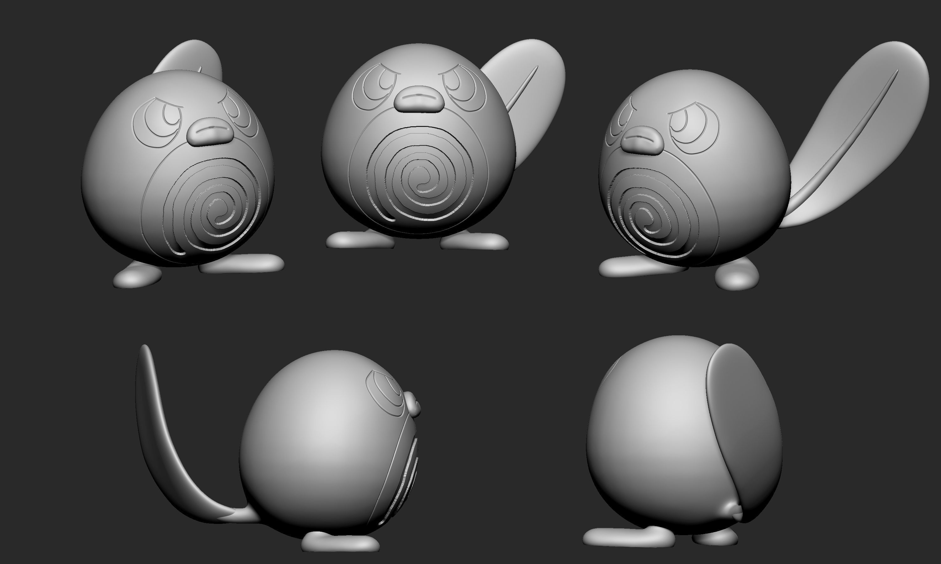 Pokemon - Poliwag Poliwrirl and Poliwrath with 2 poses each 3D print model_2