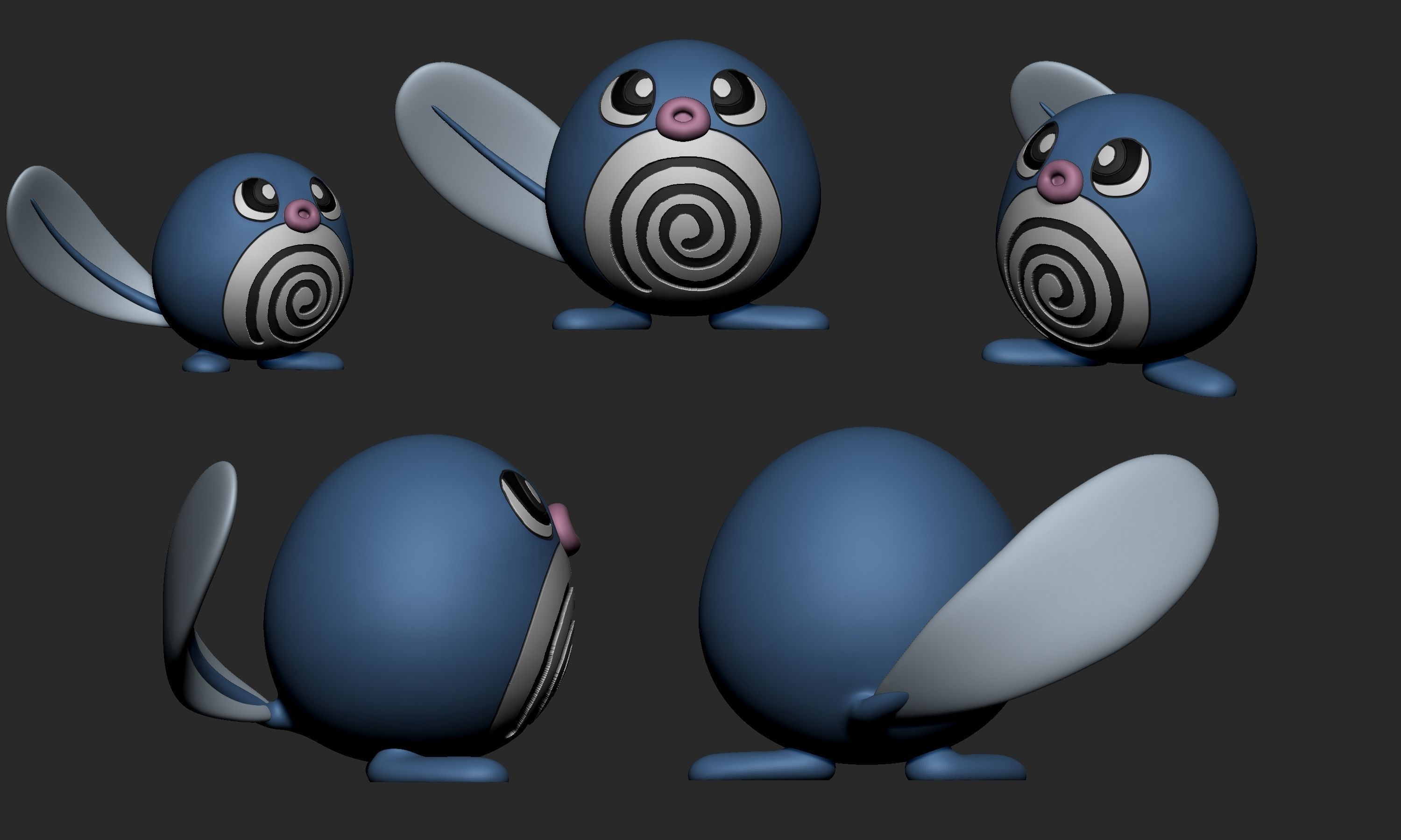 Pokemon - Poliwag Poliwrirl and Poliwrath with 2 poses each 3D print model_4