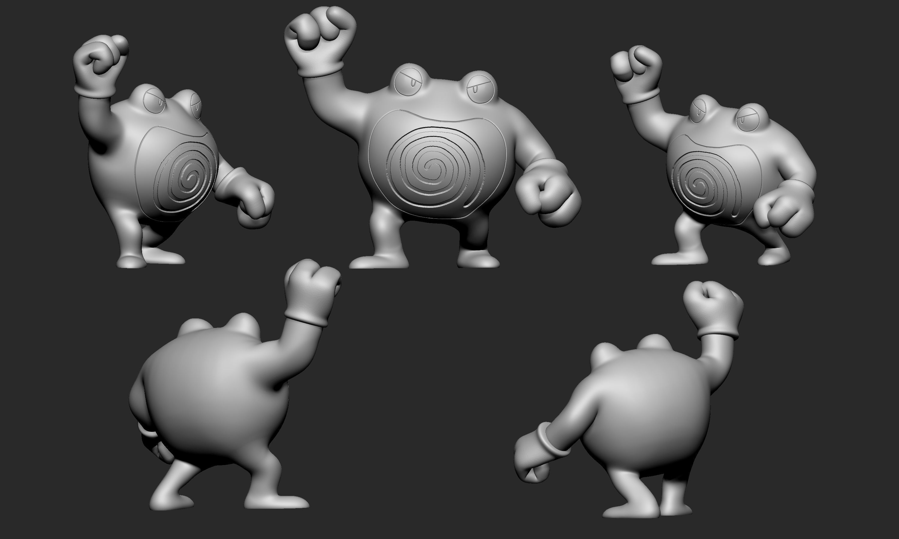 Pokemon - Poliwag Poliwrirl and Poliwrath with 2 poses each 3D print model_15
