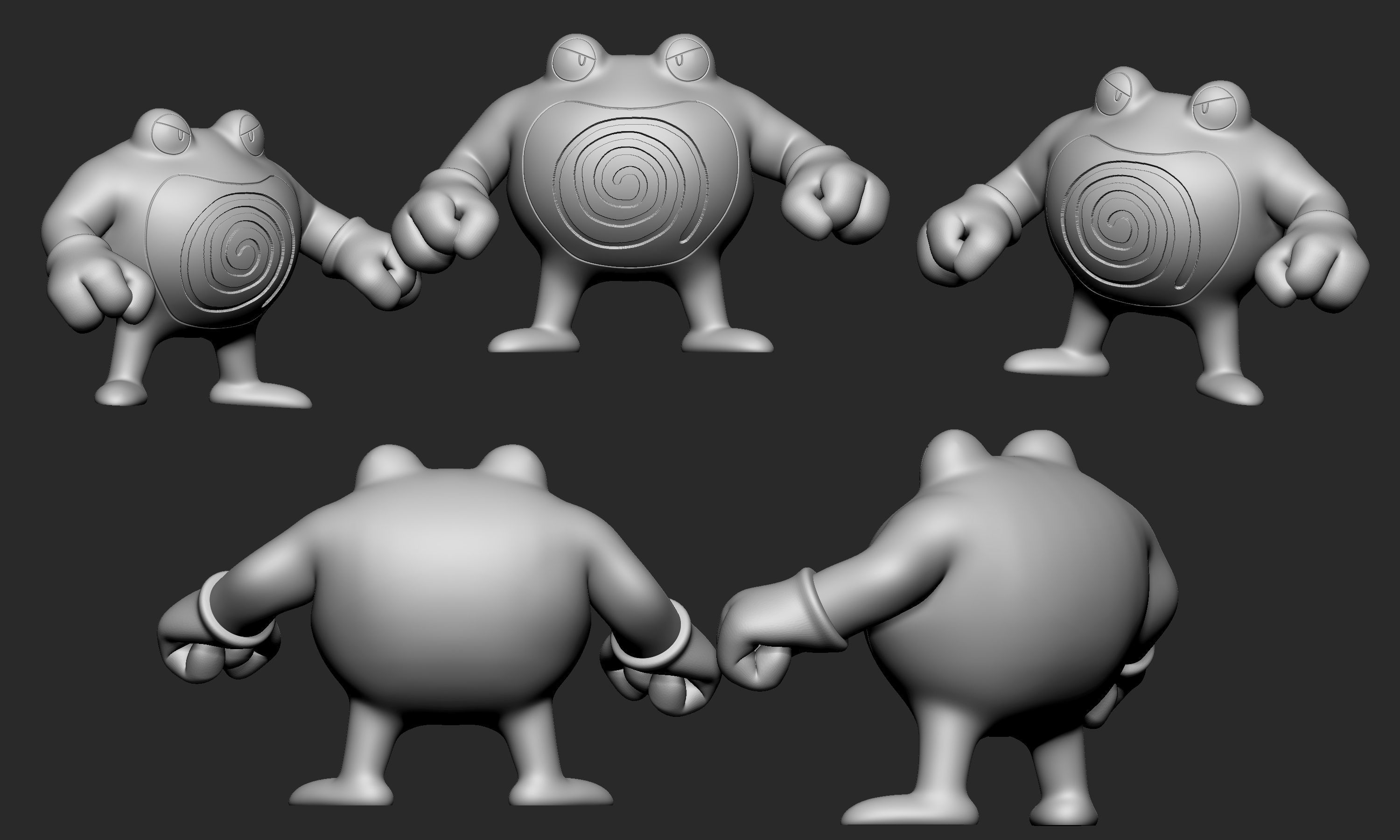 Pokemon - Poliwag Poliwrirl and Poliwrath with 2 poses each 3D print model_18