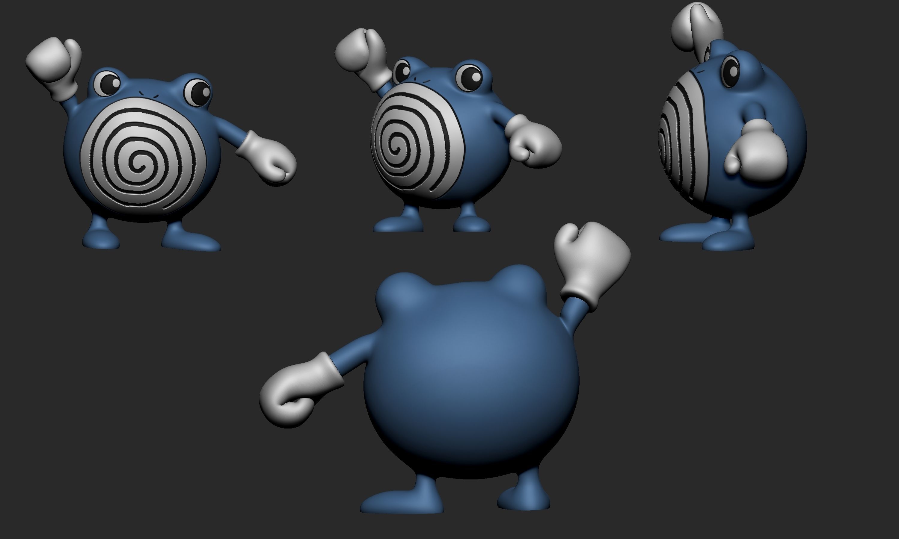 Pokemon - Poliwag Poliwrirl and Poliwrath with 2 poses each 3D print model_8