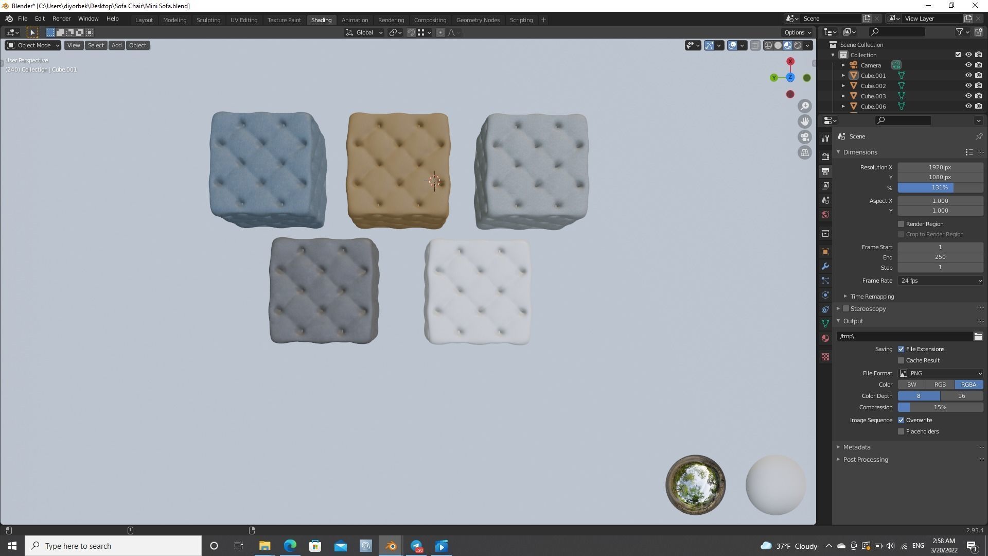 Mini Sofa Chair 3D model_8