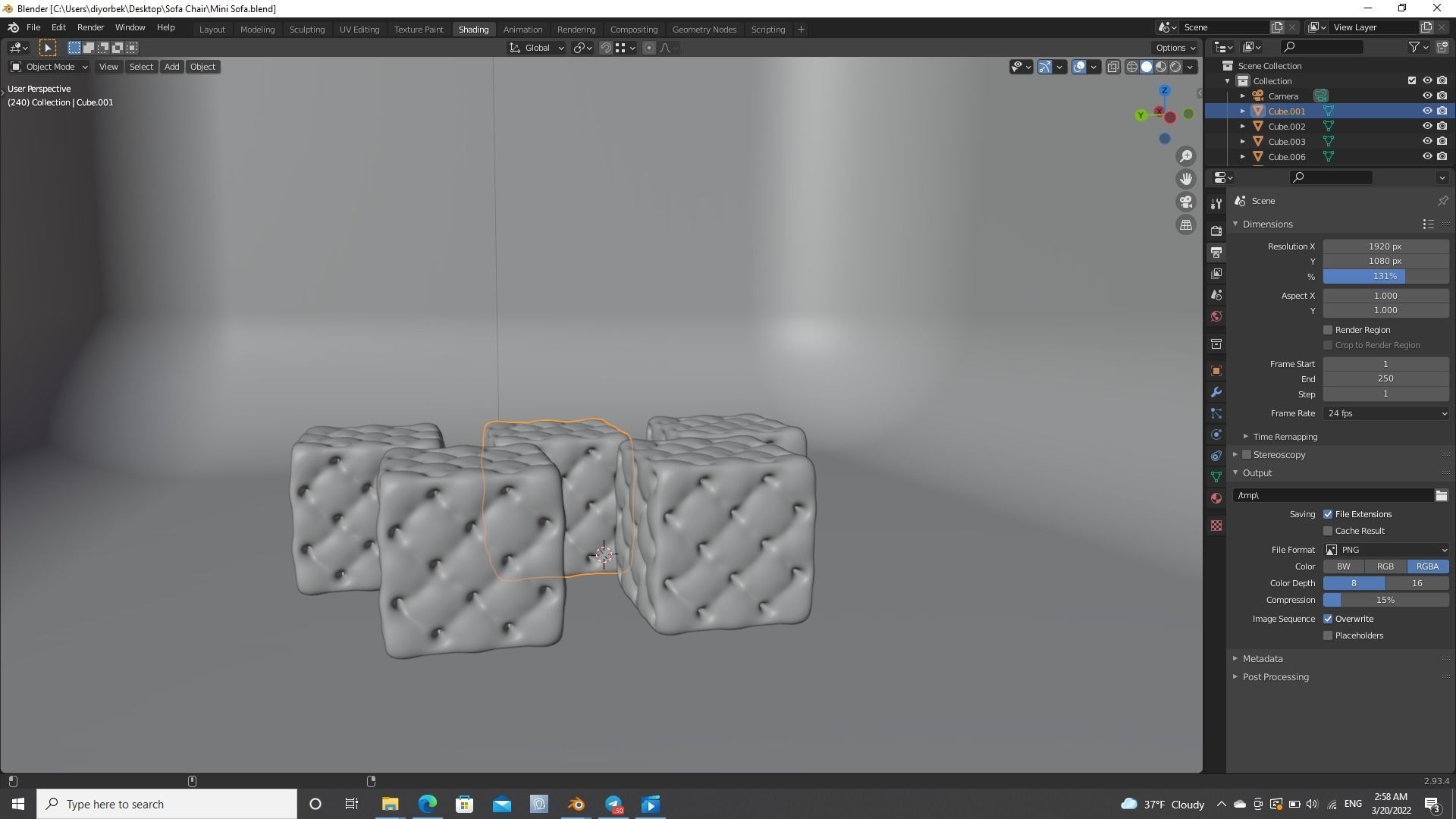 Mini Sofa Chair 3D model_7