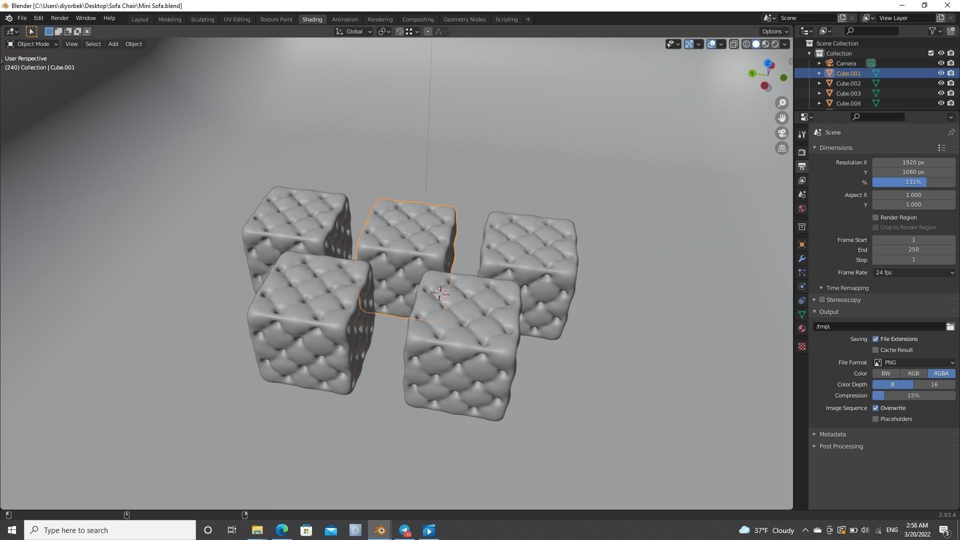 Mini Sofa Chair 3D model_6