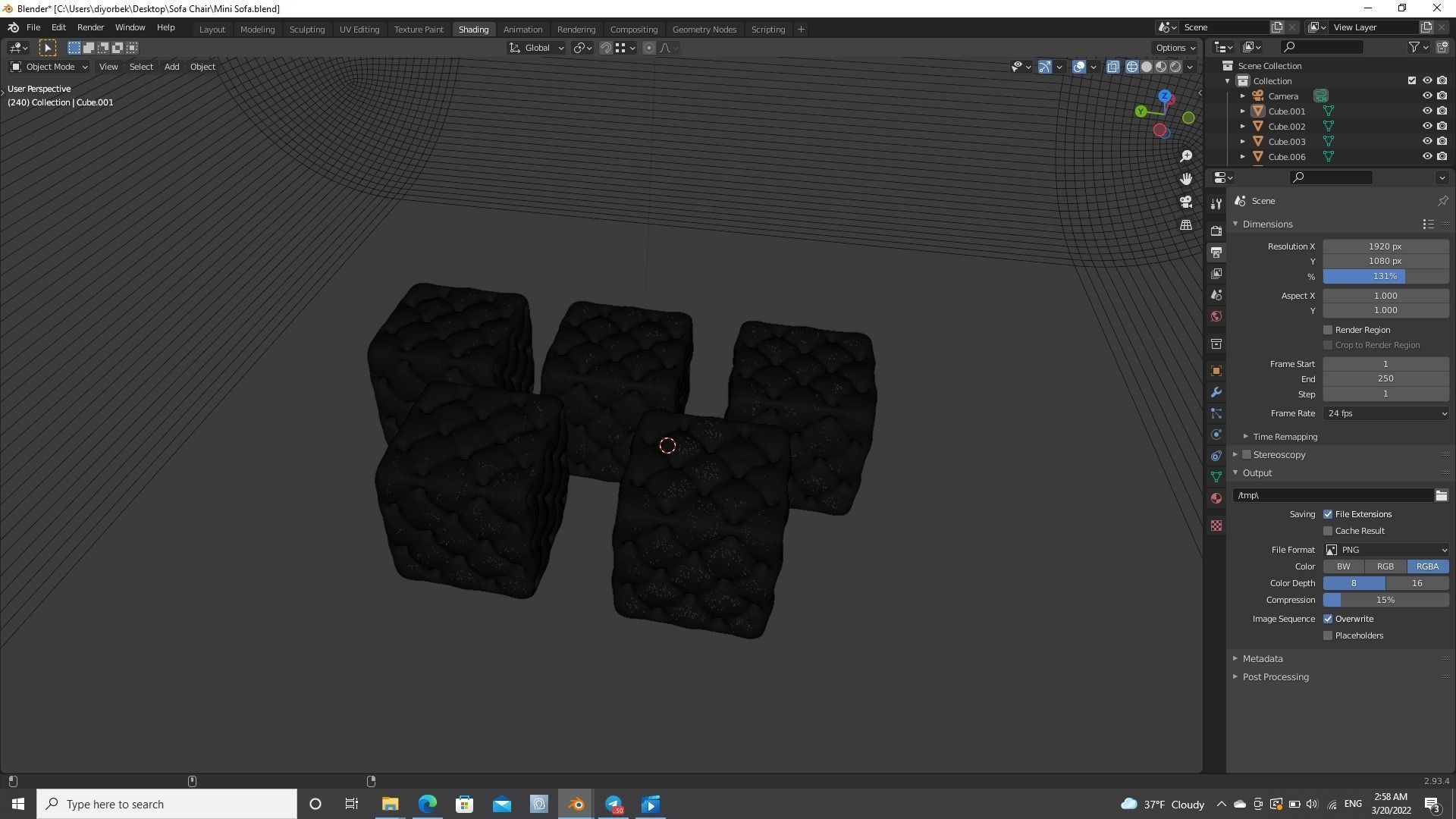 Mini Sofa Chair 3D model_5