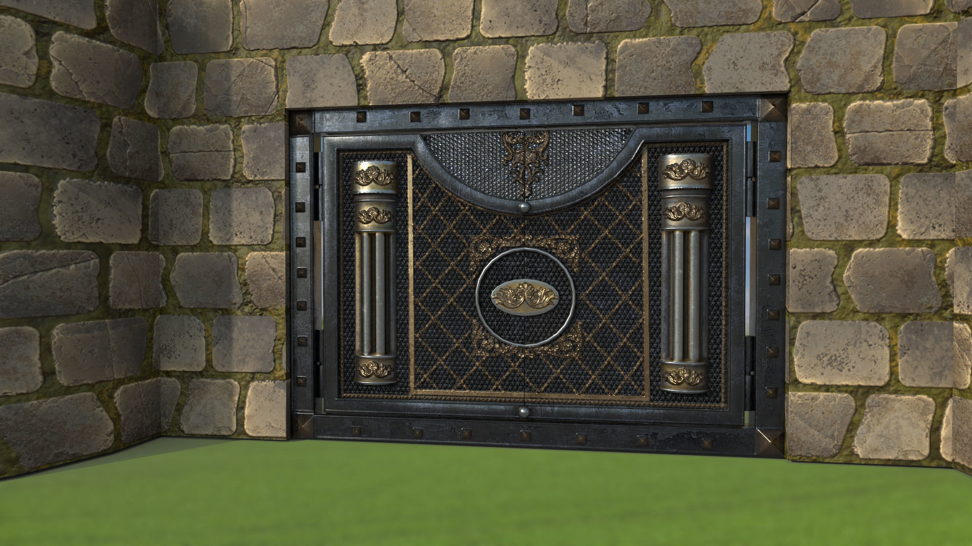 Ancient fortress gate wall tower PBR low-poly 3D model Low-poly 3D model_2