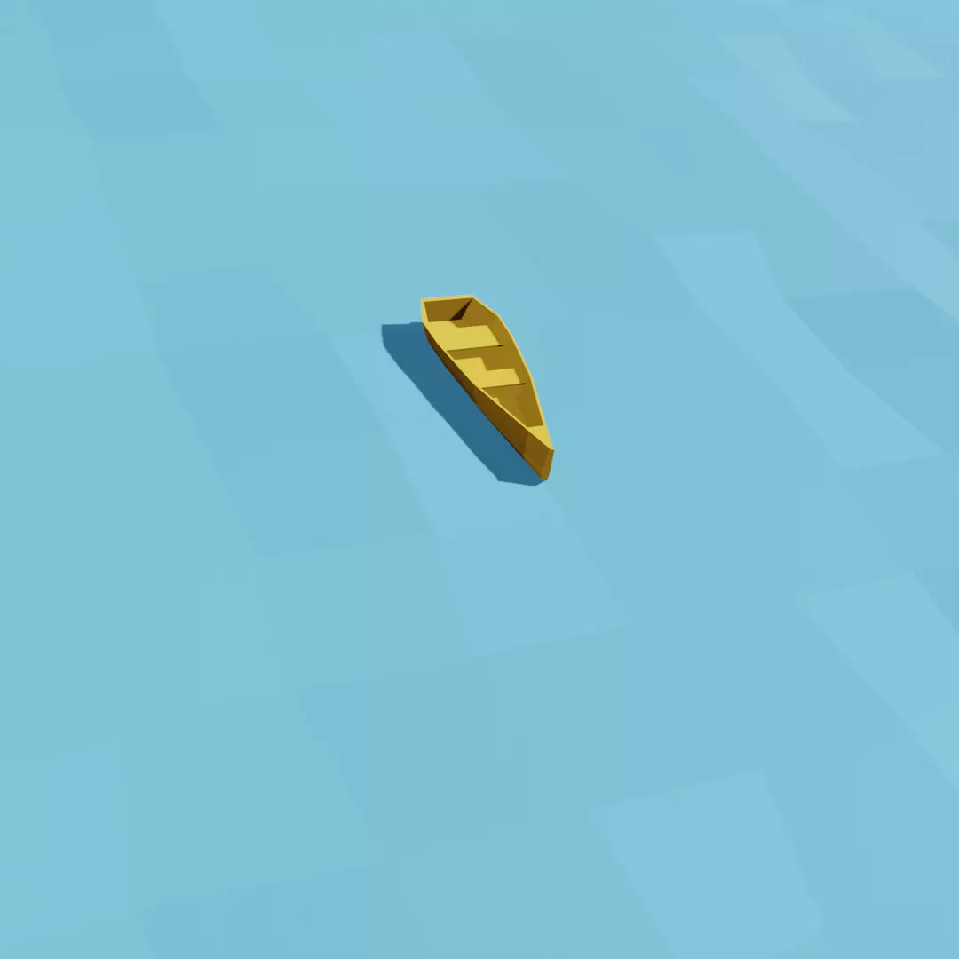 Low poly boat in water Low-poly 3D model_0