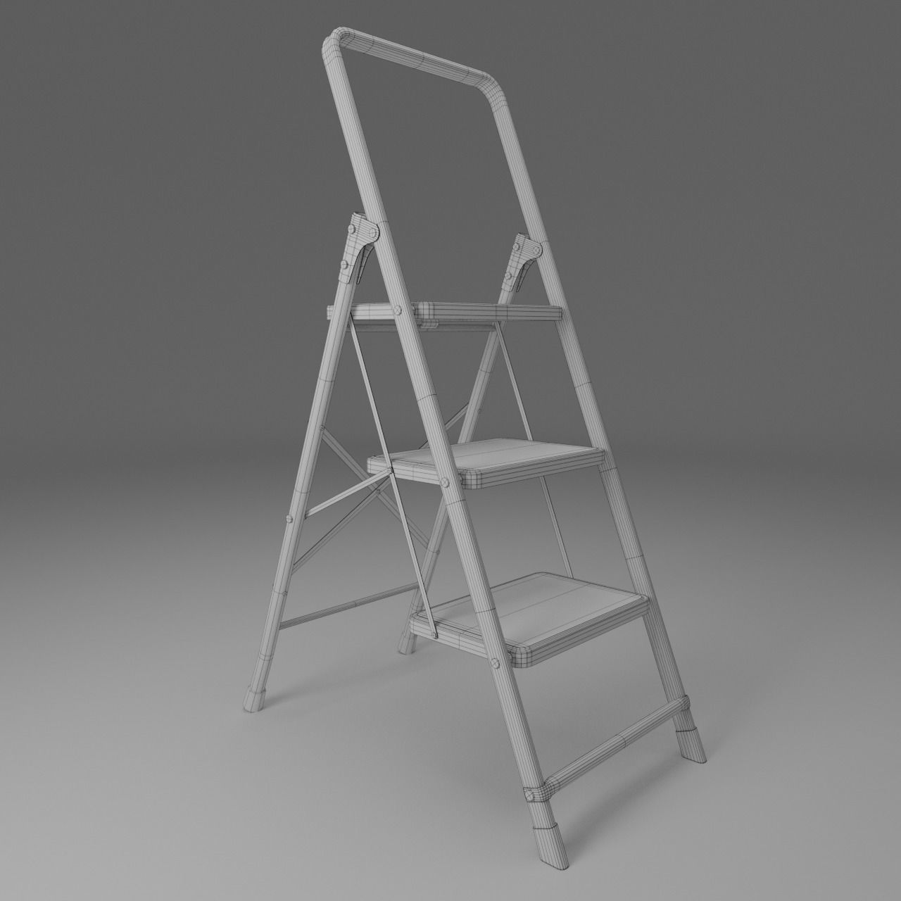 Garden stepladder Low-poly 3D model_1