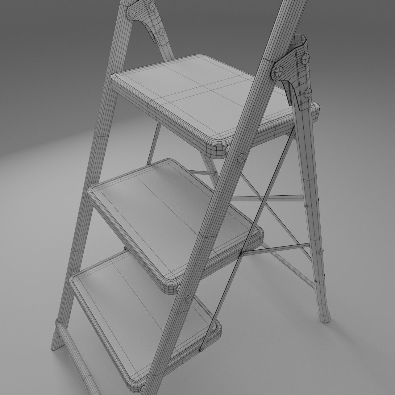 Garden stepladder Low-poly 3D model_3
