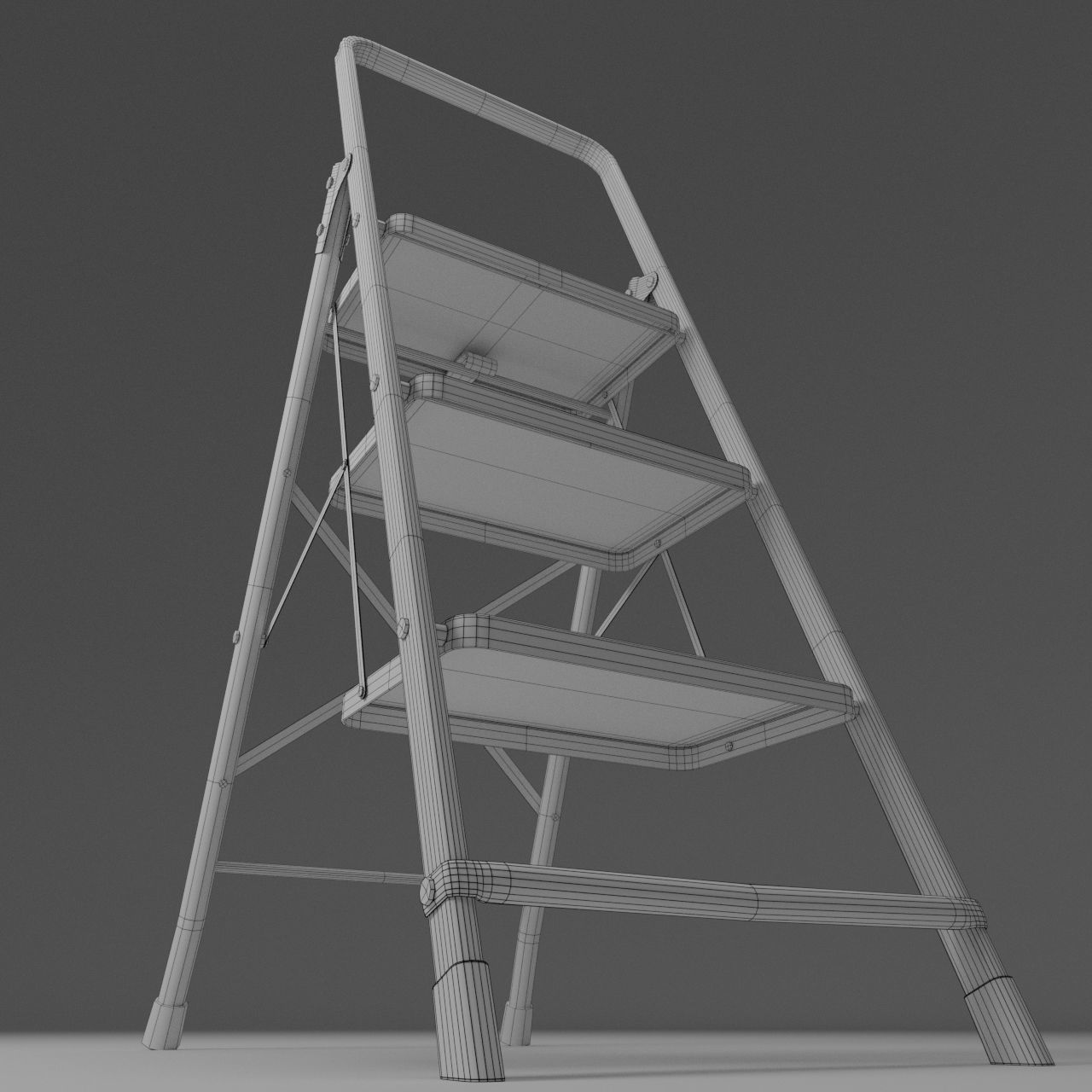 Garden stepladder Low-poly 3D model_5