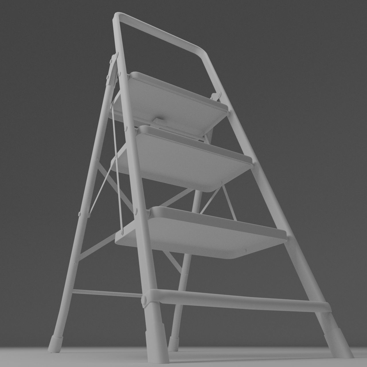 Garden stepladder Low-poly 3D model_4