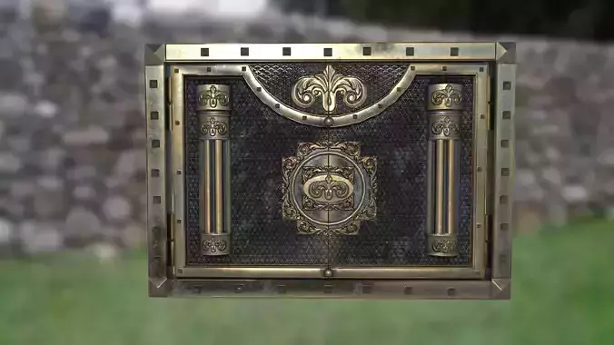 Metal gate PBR low-poly 3D model Low-poly 3D model