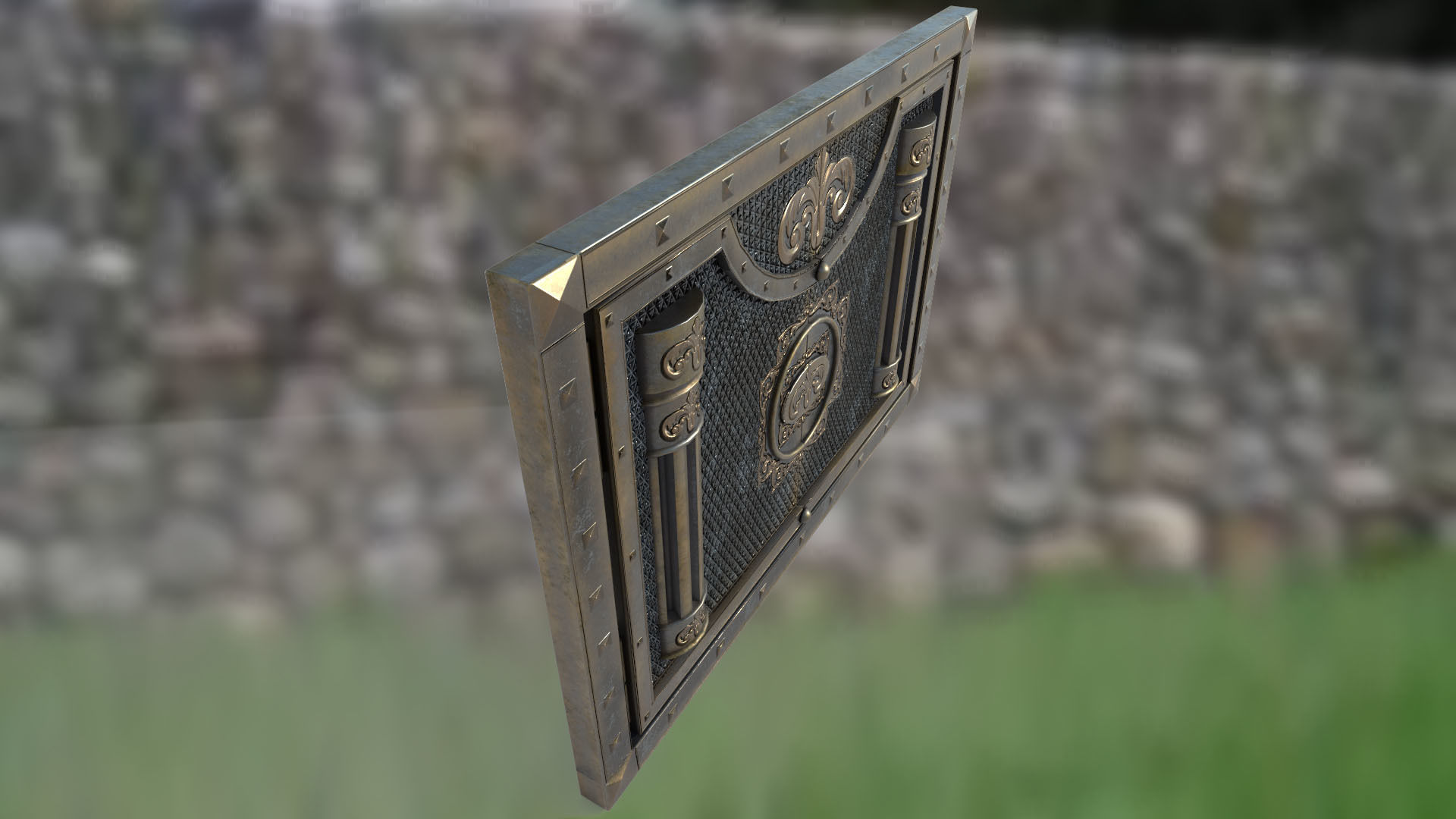 Metal gate PBR low-poly 3D model Low-poly 3D model_5