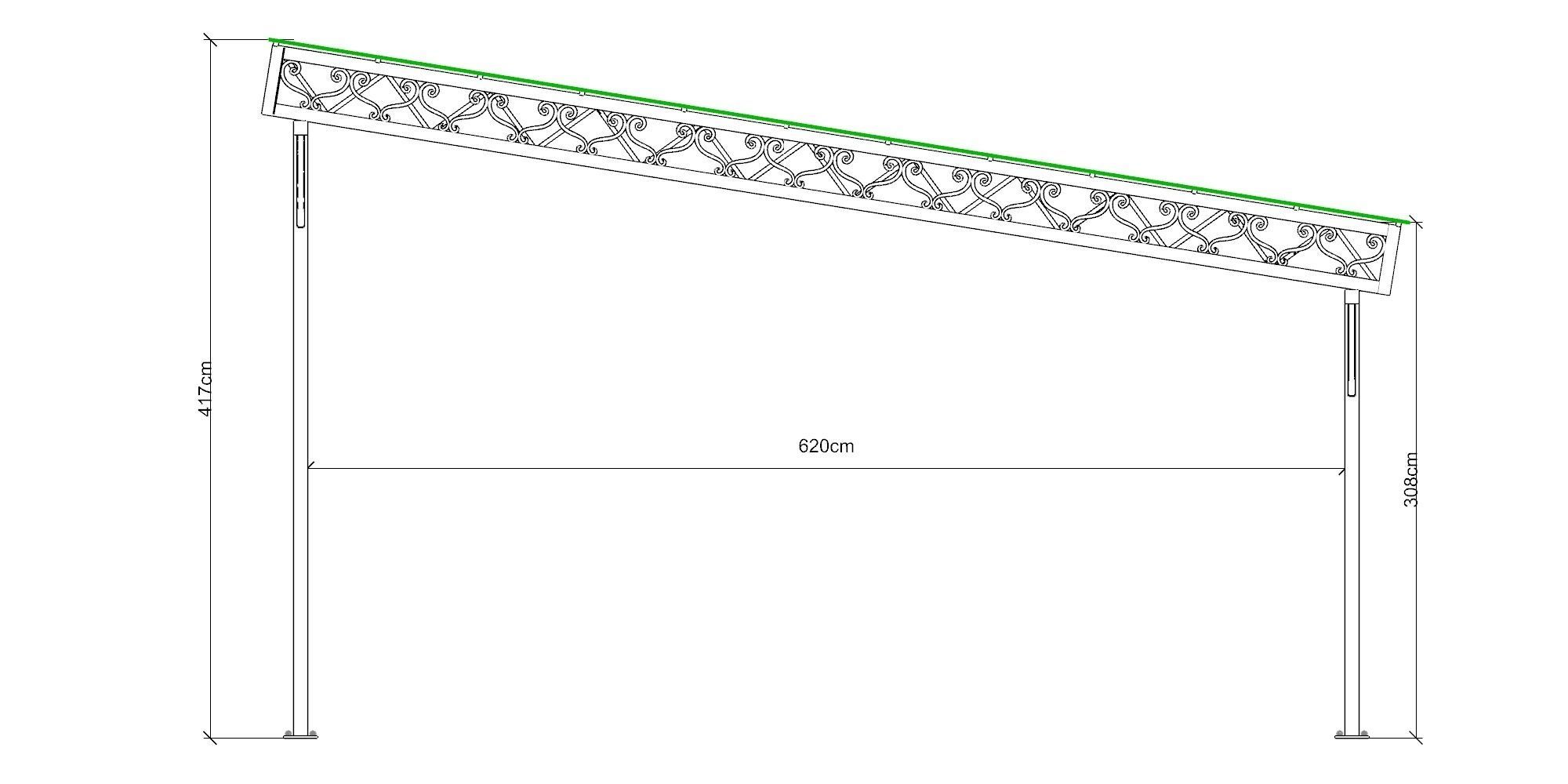 Carport metal structure with glass roof 3D model_3
