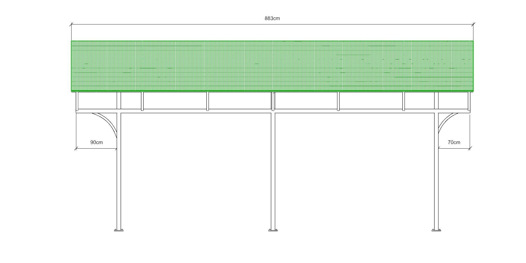Carport metal structure with glass roof 3D model_4